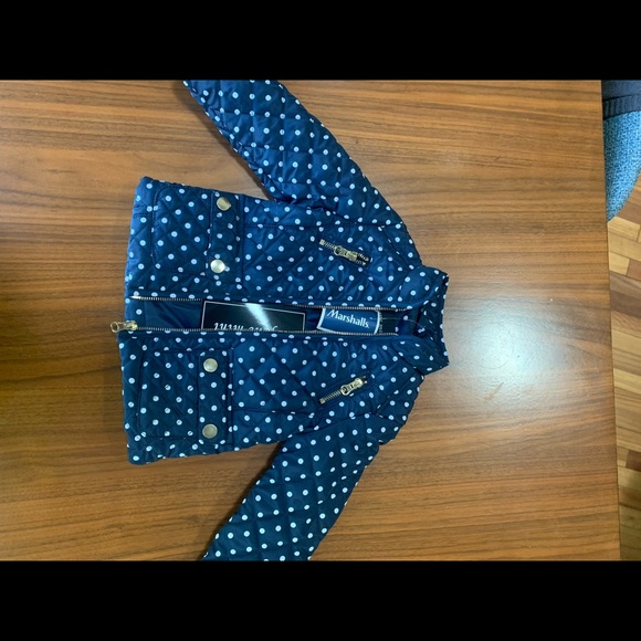 Blue and white polka dot puffy jacket - Picture 4 of 4